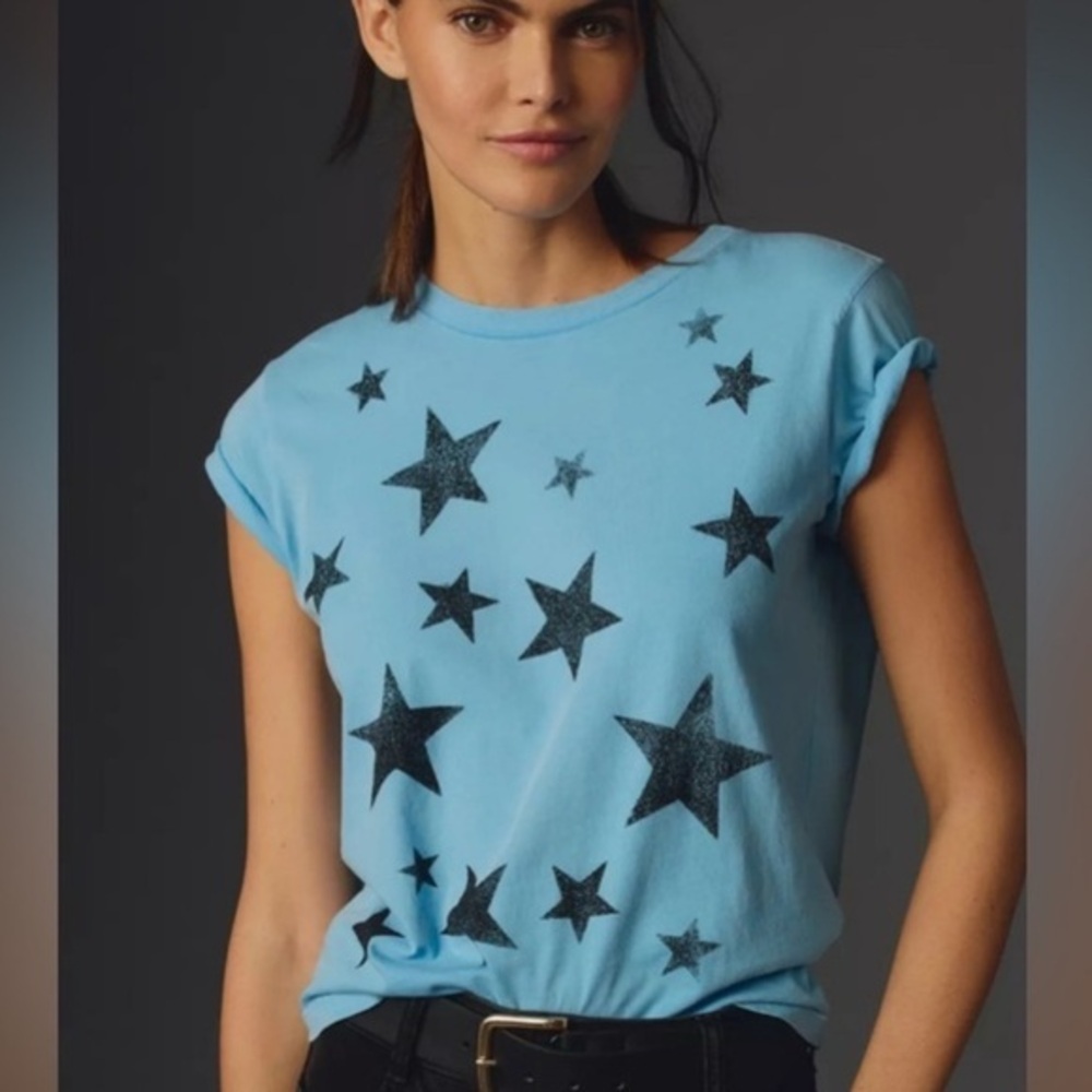 MOTHER The Lil Goodie Goodie Blue Stars Tee Shirt Size XL EUC #2047